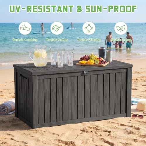 PatioZen 200 Gallon Deck Box Lockable Waterproof UV Resistant Black - Image 4