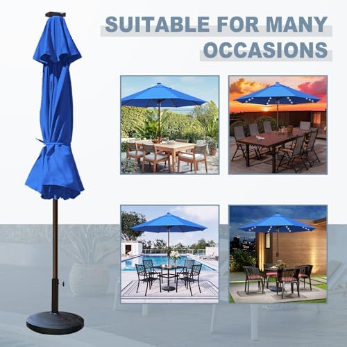 EliteShade USA 10-Year-Non-Fading 10ft Market Patio Umbrella, Commercial Grade Table Sun Umbrella with 80 Solar LED Lights, Crank Open, Windproof & UPF 50+ UV Protection for Garden, Deck, Pool, Backyard, No Tilt, Royal Blue - Image 6