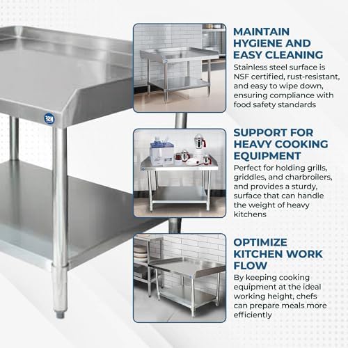 30" x 24" Stainless Steel Equipment Stand with Undershelf NSF - Image 6