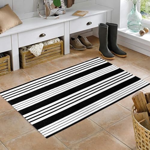 Black and White Outdoor Rug 24"x51" Fall Door Mat Welcome Mats Porch Rugs - Image 6