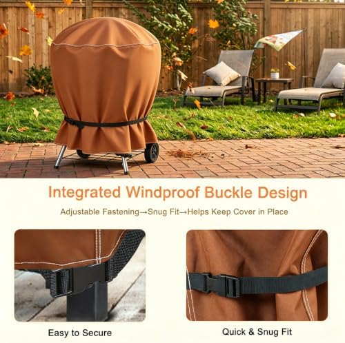 NettyPro Charcoal Kettle Grill Cover 18 inch Outdoor Round Smoker Cover - Image 4