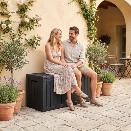 ROJIK 160 Gallon Outdoor Storage Box Waterproof,Weatherproof Deck Boxes Outdoor Lockable,Resin Outside Storage Box for Garden Tools, Accessories,Cushions(Black) - Image 6