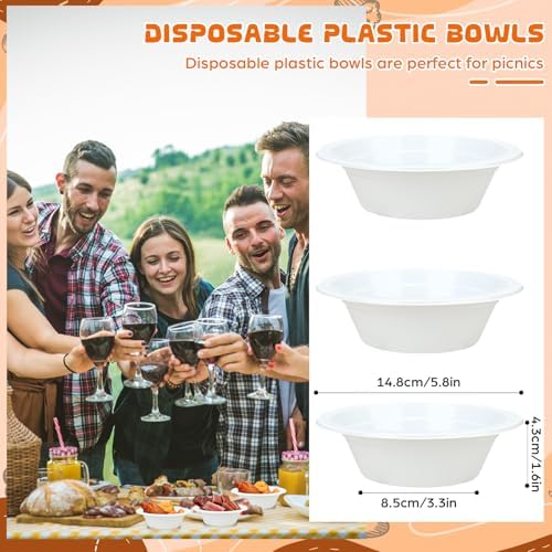 30 Pack 12 oz White Disposable Plastic Bowls Dessert, Ice Cream, Salad, Soup Serving Cups for Party, Picnic, Food Snacks (White) - Image 2