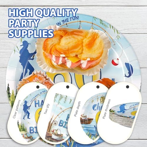 96Pcs Fishing 60th Birthday Party Decorations, Serves 24 - Image 6