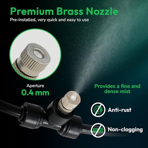 Tornado 13 Inch Misting Kit for Cooling Outdoor, Portable Misters for Outside Patio, Fan Water Mister system for Backyard/Porch/Garden,19.6FT Misting Line + 5 Brass Mist Nozzles, Fit most Outdoor Fans - Image 3