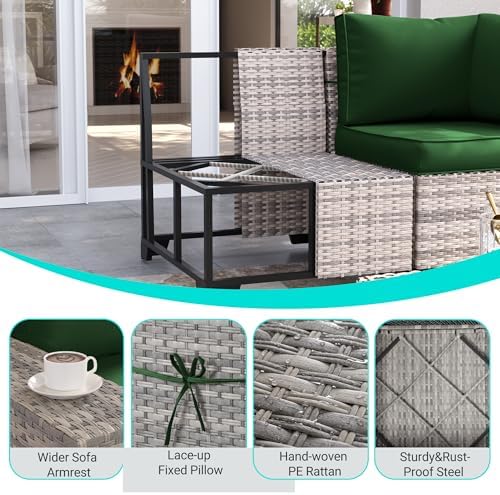 Outdoor Patio Furniture Set PE Wicker Rattan Outdoor Sectional Sofa - Image 4