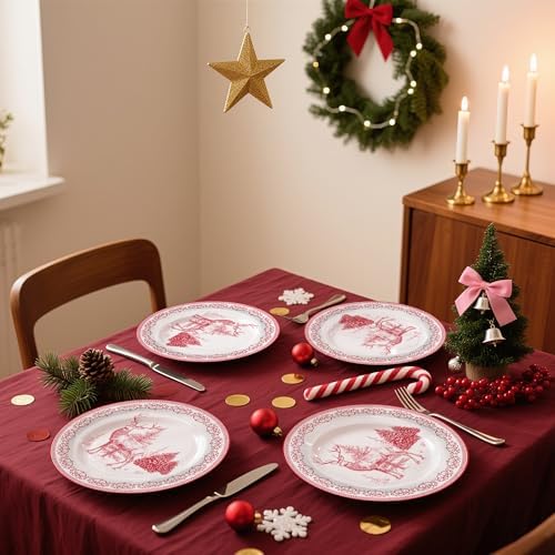 WRAPAHOLIC 25Pcs Christmas Paper Plates - 9 Inch Sketch Reindeer Disposable Plates Decorative Dinner Plates for Christmas Party Tableware Supplies Table Decor - Image 4
