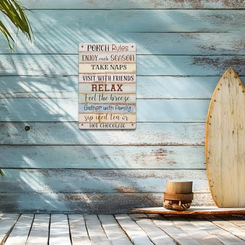 BEASTZHENG Porch Rules Sign Outdoor Tin Plaque Porch Signs Wall Art Porch Rule Wall Decor Relax Rustic Vintage Tin Iron Hanging Wall Art Gift for Farmhouse Porch Patio Garden Door Decoration - Image 4