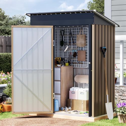 3 x 5 FT Storage Shed with Floor Frame for Backyard, Brown by Unknown