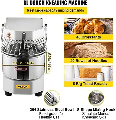 VEVOR 8.5Qt Commercial Food Mixer Timing Function 450W Commercial Mixer - Image 3
