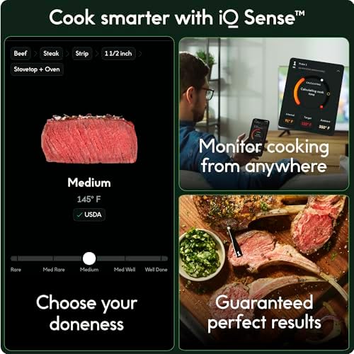 CHEF iQ Sense Smart Wireless Meat Thermometer with Ultra-Thin Probe, Unlimited Range Bluetooth Meat Thermometer, Digital Food Thermometer for Remote Monitoring of BBQ Grill, Oven, Smoker, Air Fryer - Image 2