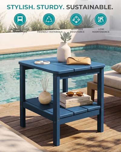 SERWALL Double Layer Adirondack Side Table with Umbrella Hole - Image 5