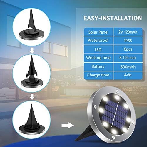OULONGER 4.6inch Solar Ground Lights, Garden Solar Outdoor Waterproof Pathway Bright In-Ground Landscape Lights for Patio, Lawn, Yard, Driveway, Step and Walkway(White Light 12Packs) - Image 5