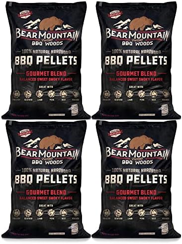 Bear Mountain FB99 All Natural Low Moisture Hardwood Smoky Gourmet Blend BBQ Smoker Pellets for Outdoor Grilling, 40 Pound Bag (4 Pack) by BearMountainBBQ