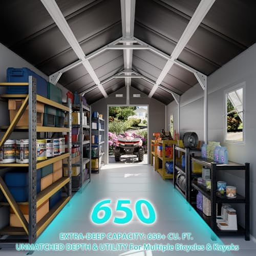 WACASA 8x14 FT Deep Resin Plastic Outdoor Storage Shed, Floor Included - Image 6