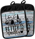Hunting Gifts Pot Holders with Pockets, Cabin Gifts Life is Better in The Woods Pot Holders Heat Resistant Oven Mitts Hot Pads for Kitchen Baking Cooking,Potholders for Kitchens by YeiHe