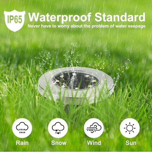 4.6 Inch Diameter Solar Ground Lights, Waterproof Solar Garden Lights, Outdoor Garden Waterproof Bright in-Ground Light, Landscape Lighting for Pathway,Yard,Lawn,Patio,Walkway (4 Pack White Light) - Image 3