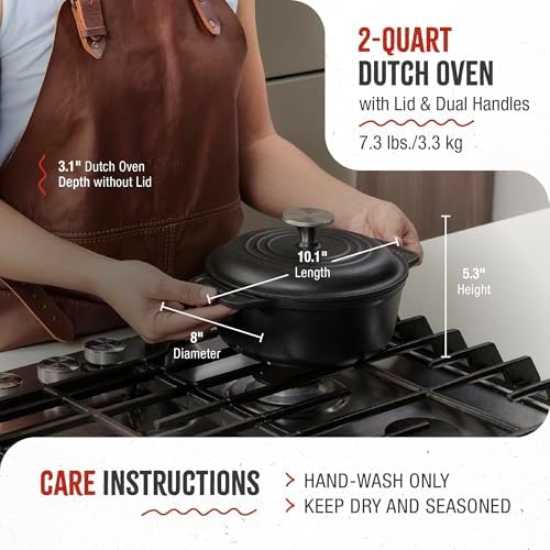 Victoria 2-Quart Cast Iron Dutch Oven with Lid and Dual Handles, Seasoned with Flaxseed Oil, Made in Colombia - Image 6