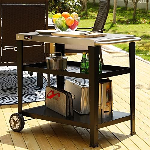 Royal Gourmet PC3404S Movable 3-Shelf Grill Table, Stainless Steel Tabletop - Image 2