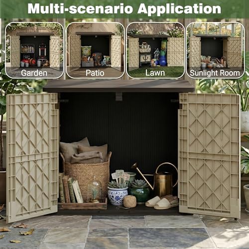 LHBcraft Waterproof Outdoor Storage Box 36 Cu Ft with Lockable Doors, Portable Horizontal Resin Storage Cabinet, Outdoor Storage Shed for Backyards, Easy to Assemble - Image 6