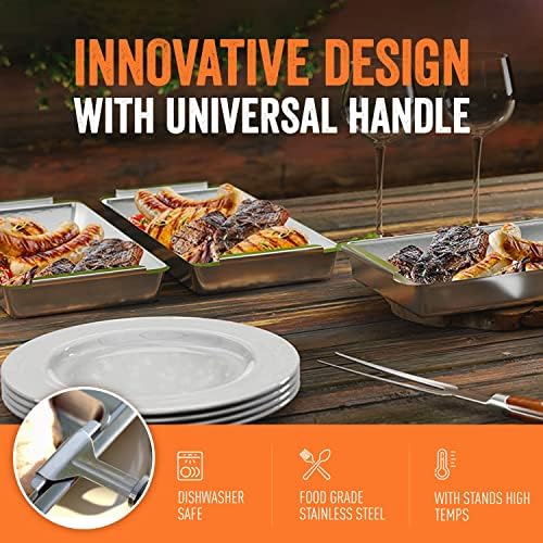 Yukon Glory Grill Basket Set, 3 Stainless Steel Baskets, Clip-On Handle - Image 6