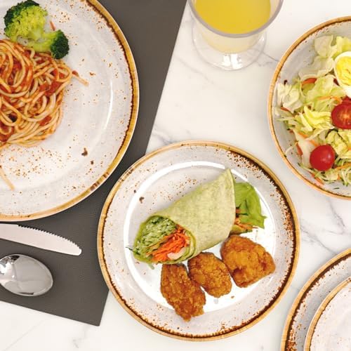 TP 12-Piece Melamine Dinnerware Sets, Plates and Bowls Dishes Set for 4, Break-Resistant & Non-Microwavable, Lightweight Dinner Plates, Grey Swirl - Image 5