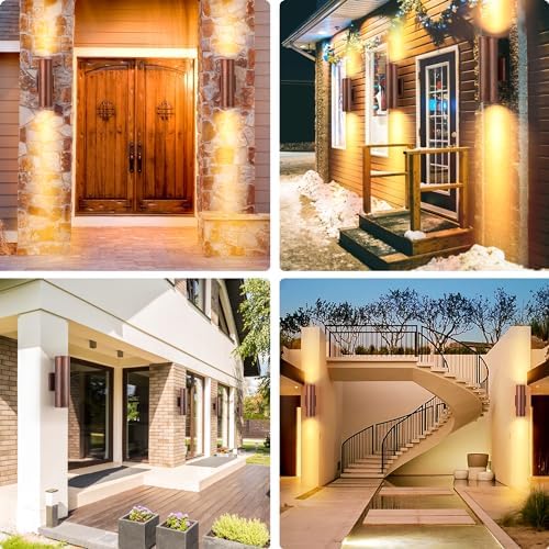 DAKAFUL Outdoor Wall Lights 2 Packs, Integrated LED Cylinder Up Down 12W 2700K Modern Aluminum Light, Waterproof Exterior Light for Porch Patio Door - Image 7