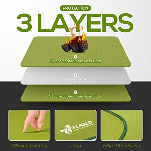 FLASLD Outdoor Fireplace Stove Mat, 24 X 42 inches Fireproof Pad for Floor, Carpet, Rug, Grass, Deck and Patio - Resists Ashes, Sparks, Charcoal, Soot and Flames, Spinach Green - Image 5