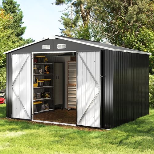 Aoxun 10x8 FT Shed Outdoor Storage Shed, Black - Image 7