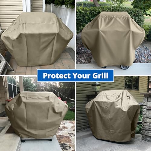 SunPatio 65 Inch Grill Cover for Outdoor Grill Heavy Duty Waterproof, Taupe - Image 7