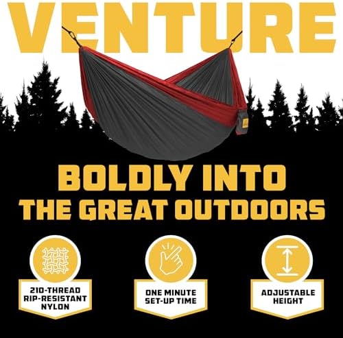 Wise Owl Outfitters Hammock for Camping Single Hammocks Gear for The Outdoors Backpacking Survival or Travel - Portable Lightweight Parachute Nylon SO Charcoal & Red - Image 3