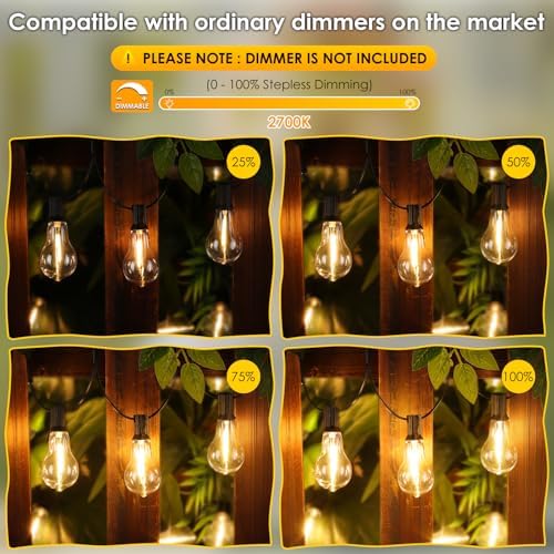 Larkvue 200FT(2x100FT) Outdoor String Lights, 63 A39 Edison Bulbs, Black - Image 2