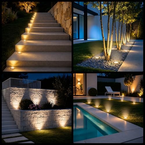 OULONGER 4.6inch Solar Ground Lights, Garden Solar Outdoor Waterproof Pathway Bright In-Ground Landscape Lights for Patio, Lawn, Yard, Driveway, Step and Walkway(Warm Light 12Packs) - Image 7