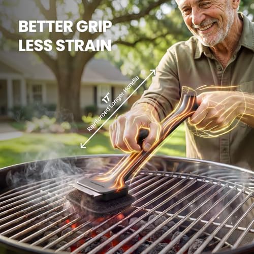 ThermoMaven BBQ Grill Brush Bristle Free - 17" Safe Steam Grill Cleaner Brush with Scraper and 5 Brush Heads for Porcelain/Gas/Charcoal Grill Outdoor Grill Barbecue Cleaner - Image 5