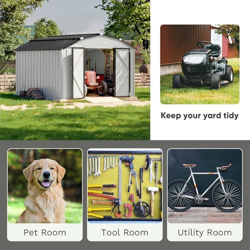Patiowell 10x12 FT Barn Style Metal Storage Shed - Image 6