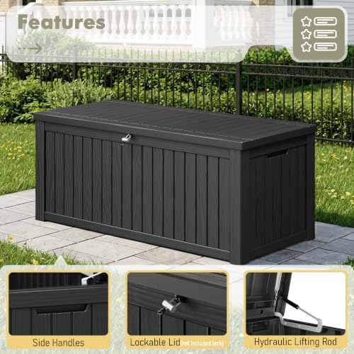 KAMABOKO 220 Gallon Outdoor Storage Box Waterproof Deck Box for Patio - Image 4