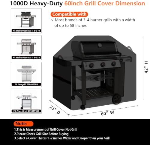 60" BBQ Grill Cover for Outdoor Grill 1000D Heavy Duty Waterproof - Image 2