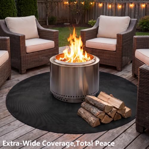 SheeChung Fire Pit Mat Round 42'' for Solo Stove Bonfire,Oilproof Grill Mat - Image 3