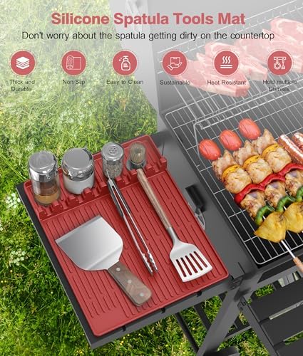 Silicone Grill Mat for Blackstone Griddle Accessories, 8-Slot Tool Mat - Image 2