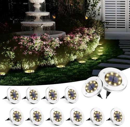 SOLPEX Solar Ground Lights Outdoor, Garden Lights 12 Pack Warm White by Solpex