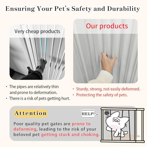 Lumizone Extra Tall Cat Gate 61.02" High 29.92"-34.24" Wide Pet Gate White - Image 6