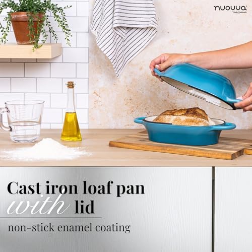 Dutch Oven For Sourdough Bread Baking – Enamelled Cast Iron Bread Loaf Pot – Oven Safe Non Stick Bread Pot – Rectangular,Light Blue, 24cm x 16cm – by Nuovva - Image 5