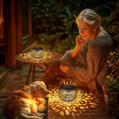 Solar Lanterns Outdoor Waterproof: 2 Pack Red Copper Garden Table Decor - Image 5