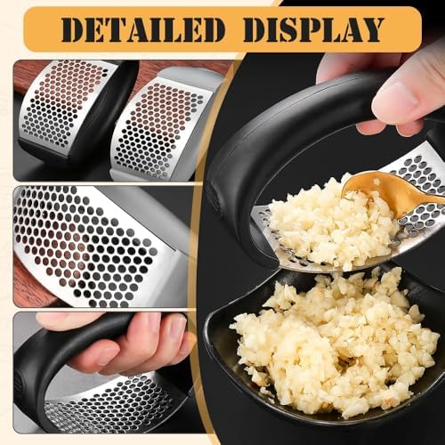 2025 Upgraded Stainless Steel Garlic Press - Home & Kitchen Garlic Crusher (1, Gray) - Image 5
