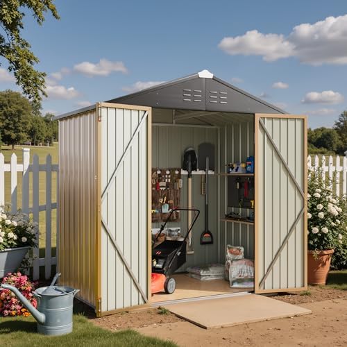 Greesum 6x4FT Outdoor Storage Shed, Brown - Image 2