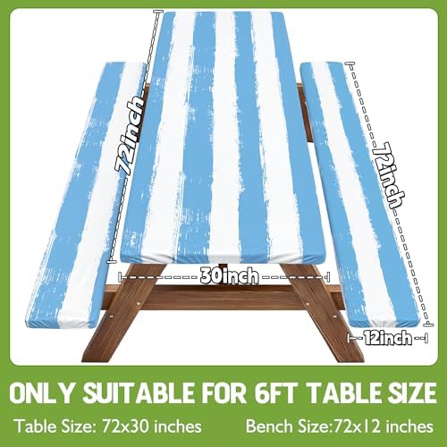 Wrakus Picnic Table Cover with Bench Covers Camping Essentials Waterproof Windproof Patio Outdoor Tablecloth with Storage Bag, Fitted Rectangle Tables and Seats Tablecover for Rv Owner Camper 72in - Image 2