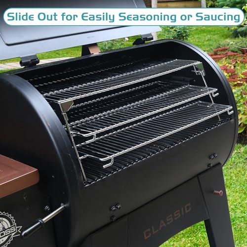 Jerky Racks for Traeger Smoker Pro 575 22 34 Grilling Cooling Warming Rack for Pit Boss Barrel Pellet Grill Pitboss Austin XL Parts 3 Tiered Stainless Steel Seasoning Smoking BBQ Accessories 21" Depth - Image 6
