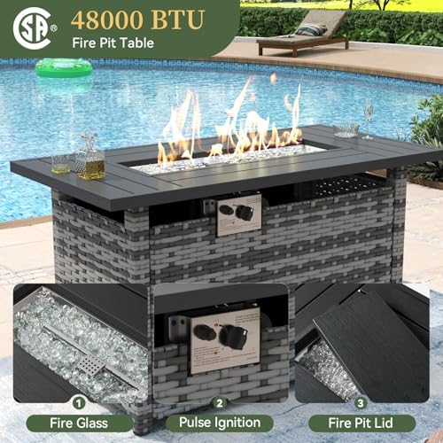 Aoxun 11 Piece Patio Furniture Set with 44" Fire Pit Table - Image 6