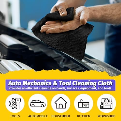 Microfiber Cleaning Cloth, 100 Pack Black Cleaning Rags Microfiber Towel Bulk Absorbent Lint-Free Wash Cloths, All-Purpose Towels for Cars, Shop, Automotive, Garage, Home & Kitchen - Image 6