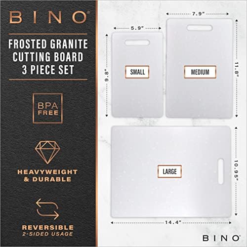 BINO Cutting Board - 3-Piece Chopping Boards | BPA-Free Plastic, Durable, Multipurpose, Dual-Sided, Dishwasher Safe, Easy to Clean | Charcuterie Accessories | Home & Kitchen Utensils Frosted Granite - Image 2